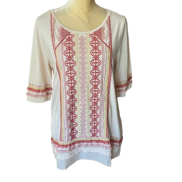 Sundance Embroidered Tunic Top Size Medium - Picture 2 of 9